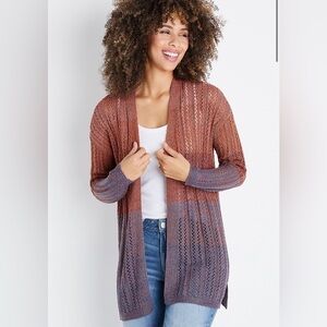 Maurices Open Front Loose Knit Long Cardigan Ombre Size Small Oversized Sweater
